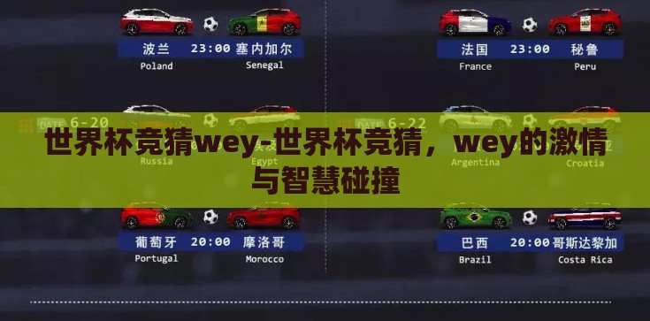 世界杯竞猜wey-世界杯竞猜,wey的激情与智慧碰撞 世界杯竞猜wey-世界杯竞猜,wey的激情与智慧碰撞
