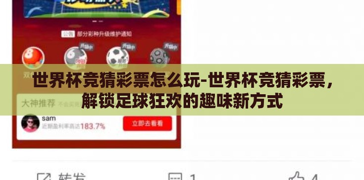 世界杯竞猜彩票怎么玩-世界杯竞猜彩票，解锁足球狂欢的趣味新方式