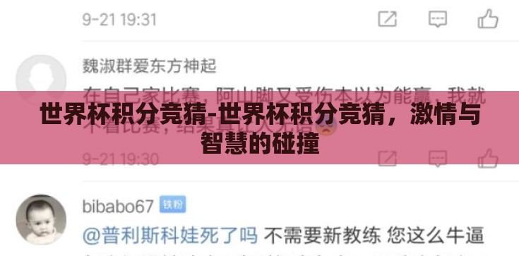 世界杯积分竞猜-世界杯积分竞猜，激情与智慧的碰撞