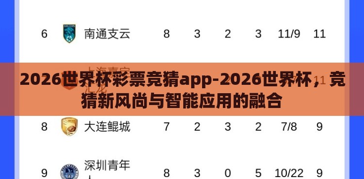 2026世界杯彩票竞猜app-2026世界杯，竞猜新风尚与智能应用的融合