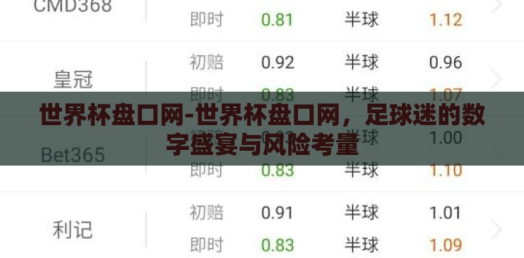 世界杯盘口网-世界杯盘口网，足球迷的数字盛宴与风险考量