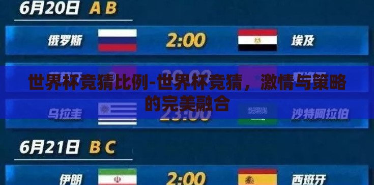 世界杯竞猜比例-世界杯竞猜，激情与策略的完美融合