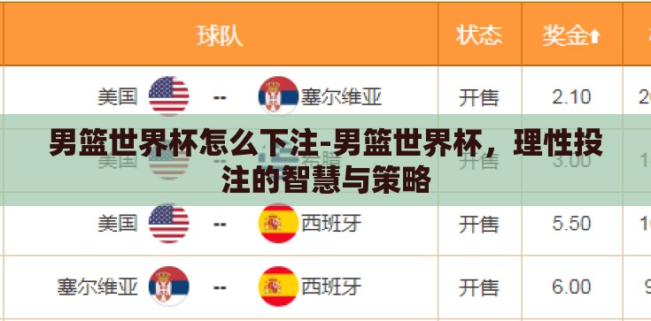男篮世界杯怎么下注-男篮世界杯，理性投注的智慧与策略
