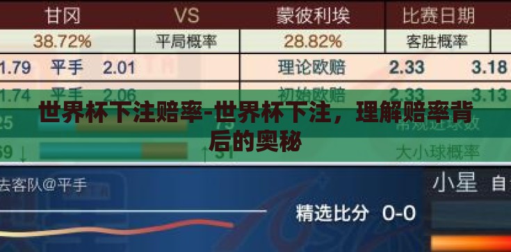 世界杯下注赔率-世界杯下注，理解赔率背后的奥秘